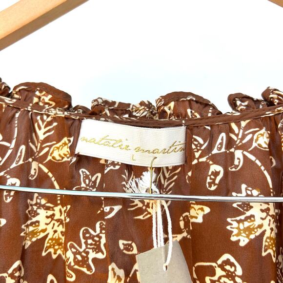 New Natalie Martin Maggie Dress Long Sleeve Short Mini Large Brown Maple NWT - Picture 6 of 11